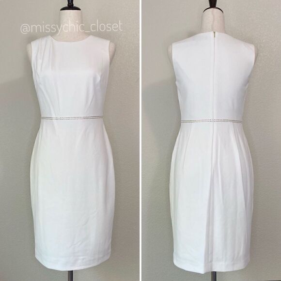 Dkny Dresses & Skirts - NWOT DKNY White Sleeveless Studded Waist Sheath Dress